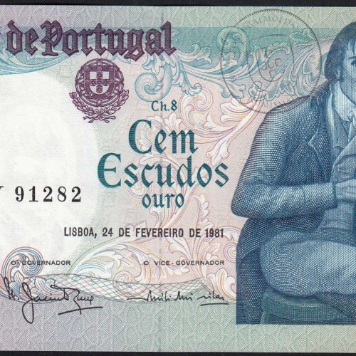 100 Escudos 1981 Bocage 24/02/1981, 100$00 Cem Escudos 24/02/1981 Chapa:8 Banco de Portugal, (QNC), Pick 178b