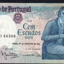 100 Escudos 1981 Bocage 24/02/1981, 100$00 Cem Escudos 24/02/1981 Chapa:8 Banco de Portugal, (PC), Pick 178b