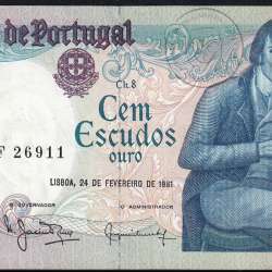 100 Escudos 1981 Bocage 24/02/1981, 100$00 Cem Escudos 24/02/1981 Chapa:8 Banco de Portugal, (PC), Pick 178b