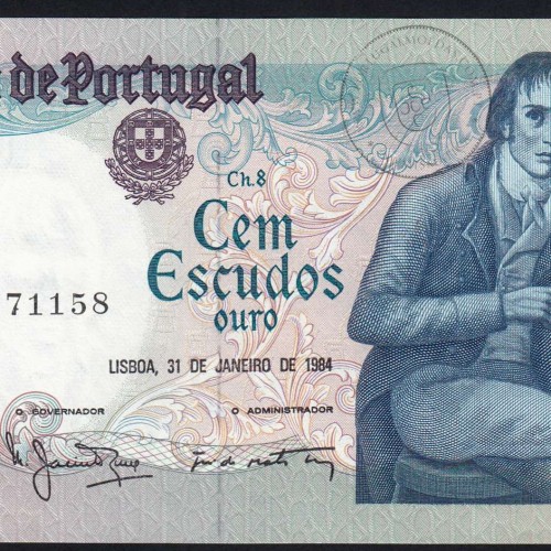 100 Escudos 1984 Bocage 31/01/1984, 100$00 Cem Escudos 31/01/1984 Chapa:8 Banco de Portugal, (QNC), Pick 178c