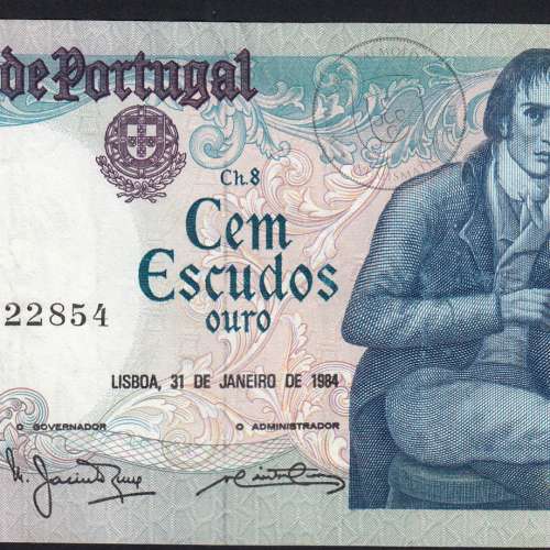 100 Escudos 1984 Bocage 31/01/1984, 100$00 Cem Escudos 31/01/1984 Chapa:8 Banco de Portugal, (PC), Pick 178c