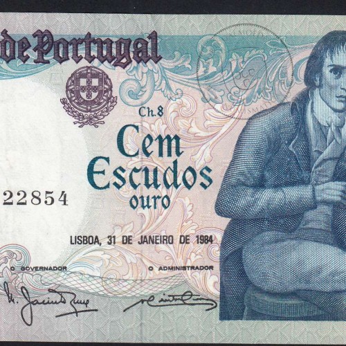 100 Escudos Bocage 31.01.1984, One Hundred Escudos 31 January 1984 Plate 8 - Bank of Portugal, (PC), Pick 178c