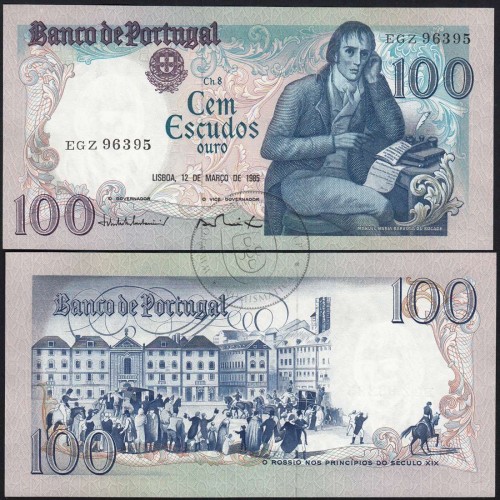 100 Escudos 1985 Bocage 12/03/1985, 100$00 Cem Escudos 12/03/1985 Chapa:8 Banco de Portugal, (QNC), Pick 178d