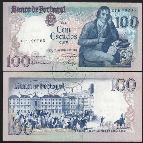 100 Escudos 1985 Bocage 12/03/1985, 100$00 Cem Escudos 12/03/1985 Chapa:8 Banco de Portugal, (QNC), Pick 178d