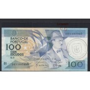 100 Escudos Fernando Pessoa 24.11.1988, One Hundred Escudos 24 November 1988 Plate 9 - Bank of Portugal, (PC w/rips), Pick 179f