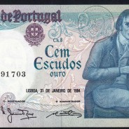100 Escudos Bocage 31.01.1984, One Hundred Escudos 31 January 1984 Plate 8 - Bank of Portugal, (QNC), Pick 178c