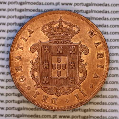 Portugal, copper coin of XX Réis 1847 D. Maria II, very rare in this state of conservation, (UNC), World Coins Portugal KM 482