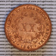 MQ.4D.AG.M2.34.01.A1 - XX Réis 1847 Cobre D. Maria II, 20 Réis ou ...