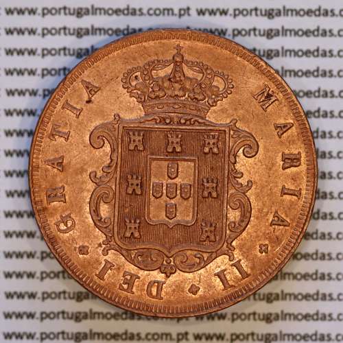 Portugal, copper coin of XX Réis 1847 D. Maria II, very rare in this state of conservation, (UNC), World Coins Portugal KM 482