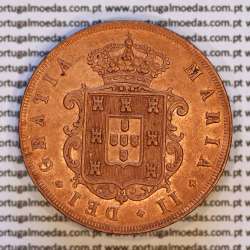 Portugal, copper coin of XX Réis 1847 D. Maria II, very rare in this state of conservation, (UNC), World Coins Portugal KM 482