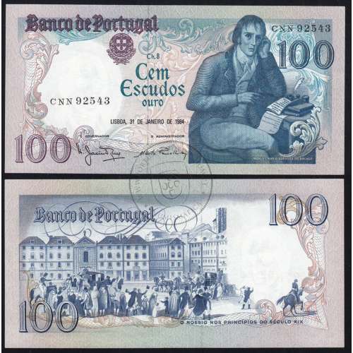 100 Escudos 1984 Bocage 31/01/1984, 100$00 Cem Escudos 31/01/1984 Chapa:8 Banco de Portugal, (QNC), Pick 178c