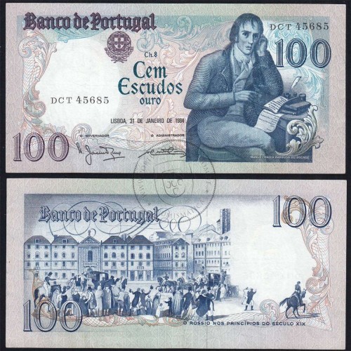 100 Escudos Bocage 31.01.1984, One Hundred Escudos 31 January 1984 Plate 8 - Bank of Portugal, (PC), Pick 178c