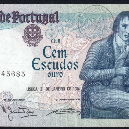 100 Escudos 1984 Bocage 31/01/1984, 100$00 Cem Escudos 31/01/1984 Chapa:8 Banco de Portugal, (PC), Pick 178c