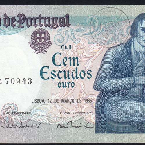 100 Escudos 1985 Bocage 12/03/1985, 100$00 Cem Escudos 12/03/1985 Chapa:8 Banco de Portugal, (QNC), Pick 178d
