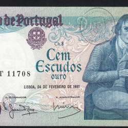 100 Escudos 1981 Bocage 24/02/1981, 100$00 Cem Escudos 24/02/1981 Chapa:8 Banco de Portugal, (PC), Pick 178b