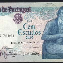 100 Escudos 1981 Bocage 24/02/1981, 100$00 Cem Escudos 24/02/1981 Chapa:8 Banco de Portugal, (C), Pick 178b