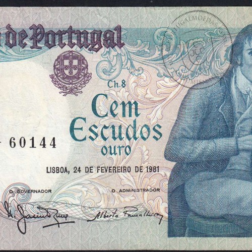 100 Escudos Bocage 24.02.1981, One Hundred Escudos 24 February 1981 Plate 8 - Bank of Portugal, (C), Pick 178b
