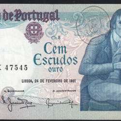 100 Escudos 1981 Bocage 24/02/1981, 100$00 Cem Escudos 24/02/1981 Chapa:8 Banco de Portugal, (C), Pick 178b