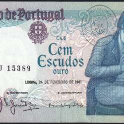 100 Escudos 1981 Bocage 24/02/1981, 100$00 Cem Escudos 24/02/1981 Chapa:8 Banco de Portugal, (PC), Pick 178b