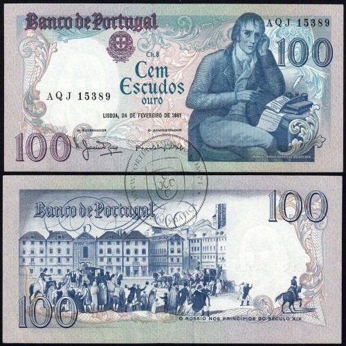 100 Escudos 1981 Bocage 24/02/1981, 100$00 Cem Escudos 24/02/1981 Chapa:8 Banco de Portugal, (PC), Pick 178b