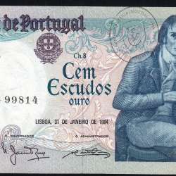 100 Escudos 1984 Bocage 31/01/1984, 100$00 Cem Escudos 31/01/1984 Chapa:8 Banco de Portugal, (PC), Pick 178c