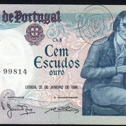 100 Escudos 1984 Bocage 31/01/1984, 100$00 Cem Escudos 31/01/1984 Chapa:8 Banco de Portugal, (PC), Pick 178c