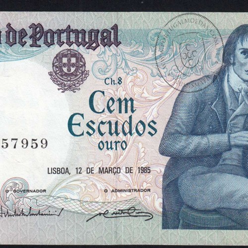 100 Escudos 1985 Bocage 12/03/1985, 100$00 Cem Escudos 12/03/1985 Chapa:8 Banco de Portugal, (PC), Pick 178d