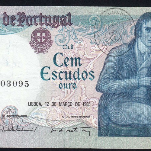 100 Escudos 1985 Bocage 12/03/1985, 100$00 Cem Escudos 12/03/1985 Chapa:8 Banco de Portugal, (PC), Pick 178d