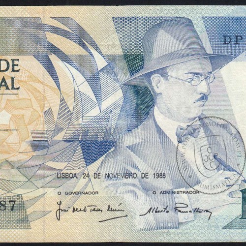100 Escudos Fernando Pessoa 24.11.1988, One Hundred Escudos 24 November 1988 Plate 9 - Bank of Portugal, (C), Pick 179f