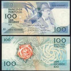 100 Escudos 1988 Fernando Pessoa 24/11/1988, 100$00 Cem Escudos 24/11/1988 Chapa:9 Banco de Portugal, (C), Pick 179f