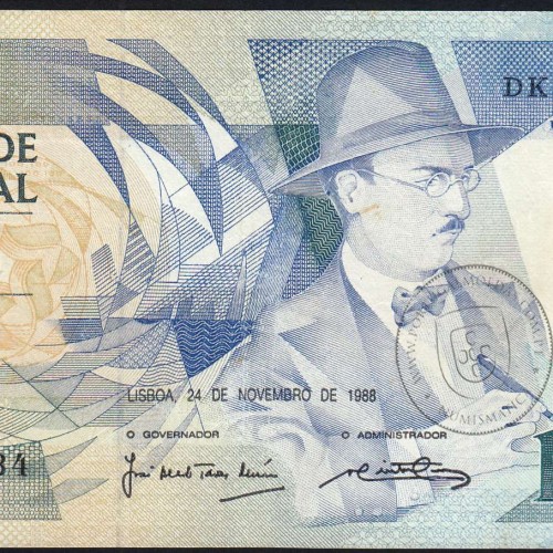 100 Escudos 1988 Fernando Pessoa 24/11/1988, 100$00 Cem Escudos 24/11/1988 Chapa:9 Banco de Portugal, (C), Pick 179f