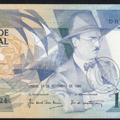 100 Escudos 1988 Fernando Pessoa 24/11/1988, 100$00 Cem Escudos 24/11/1988 Chapa:9 Banco de Portugal, (C), Pick 179f