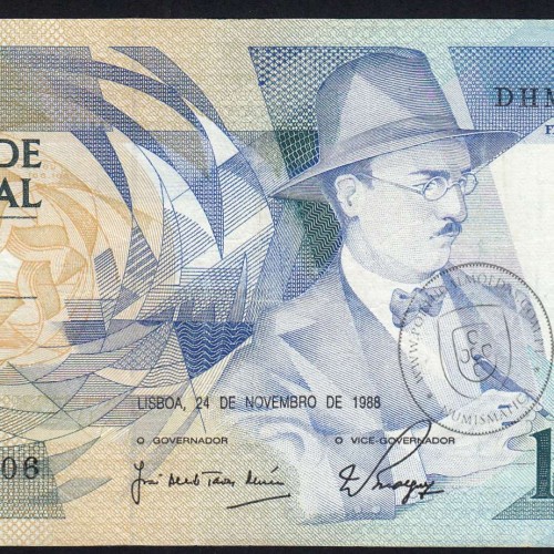 100 Escudos Fernando Pessoa 24.11.1988, One Hundred Escudos 24 November 1988 Plate 9 - Bank of Portugal, (C), Pick 179f