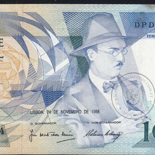 100 Escudos 1988 Fernando Pessoa 24/11/1988, 100$00 Cem Escudos 24/11/1988 Chapa:9 Banco de Portugal, (C), Pick 179f