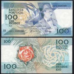 100 Escudos 1987 Fernando Pessoa 12/02/1987, 100$00 Cem Escudos 12/02/1987 Chapa:9 Banco de Portugal, (C), Pick 179b