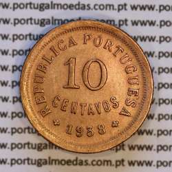 10 centavos 1938 Bronze, $10 centavos 1938 bronze Republica Portuguesa, (Bela), World Coins Portugal KM 573