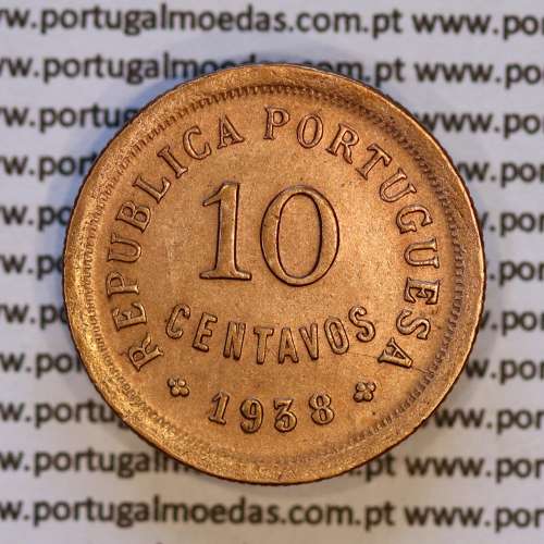 Portugal, bronze coin of 10 centavos 1938 of the Portuguese Republic, (EF/UNC), World Coins Portugal KM 573