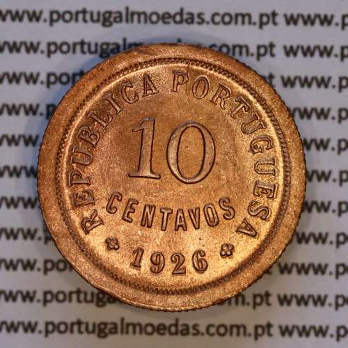 Portugal, bronze coin of 10 centavos 1926 of the Portuguese Republic, (UNC), World Coins Portugal KM 573