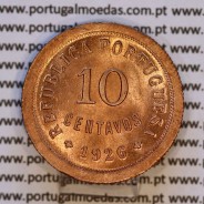 Portugal, bronze coin of 10 centavos 1926 of the Portuguese Republic, (UNC), World Coins Portugal KM 573