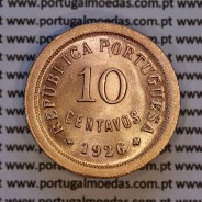 Portugal, bronze coin of 10 centavos 1926 of the Portuguese Republic, (UNC), World Coins Portugal KM 573