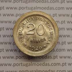 Portugal, Copper-nickel coin of 20 centavos 1920 of portuguese republique, (UNC), World Coins Portugal KM 571