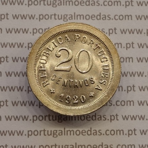 20 centavos 1920 Cupro-níquel, $20 centavos 1920 cuproníquel da Republica Portuguesa, (Soberba), World Coins KM571