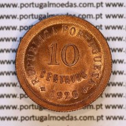 Portugal, bronze coin of 10 centavos 1926 of the Portuguese Republic, (UNC), World Coins Portugal KM 573