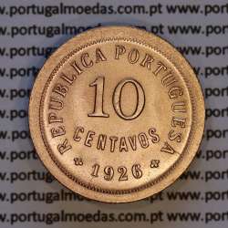 Portugal, bronze coin of 10 centavos 1926 of the Portuguese Republic, (UNC), World Coins Portugal KM 573