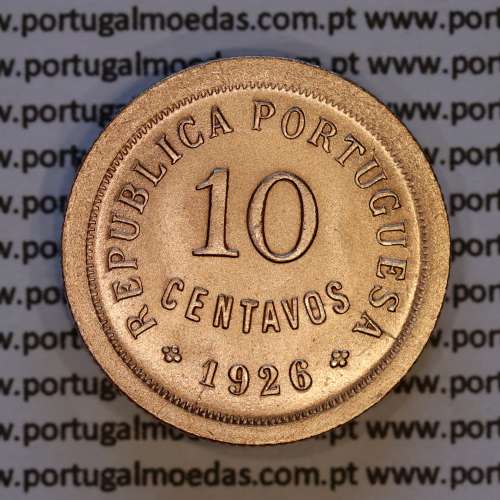 Portugal, bronze coin of 10 centavos 1926 of the Portuguese Republic, (UNC), World Coins Portugal KM 573