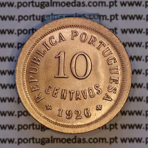 Portugal, bronze coin of 10 centavos 1926 of the Portuguese Republic, (UNC), World Coins Portugal KM 573
