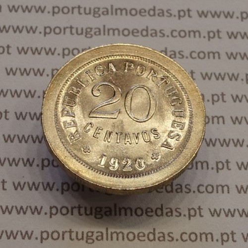 20 centavos 1920 Cupro-níquel, $20 centavos 1920 cuproníquel da Republica Portuguesa, (Soberba), World Coins KM571