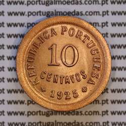 Portugal, bronze coin of 10 centavos 1925 of the Portuguese Republic, (UNC), World Coins Portugal KM 573