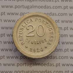 20 centavos 1920 Cupro-níquel, $20 centavos 1920 cuproníquel da Republica Portuguesa, (Bela), World Coins KM 571
