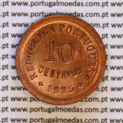 Portugal, bronze coin of 10 centavos 1925 of the Portuguese Republic, (UNC), World Coins Portugal KM 573 Portugal, bronze coin of 10 centavos 1925 of the Portuguese Republic, (UNC), World Coins Portugal KM 573